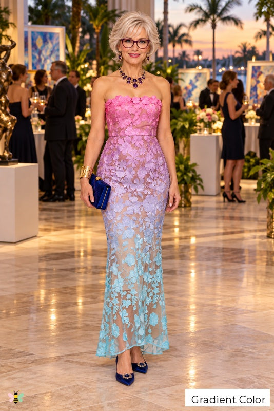 The Orchid Opulence Embroidered Maxi Dress | Gradient Color | front