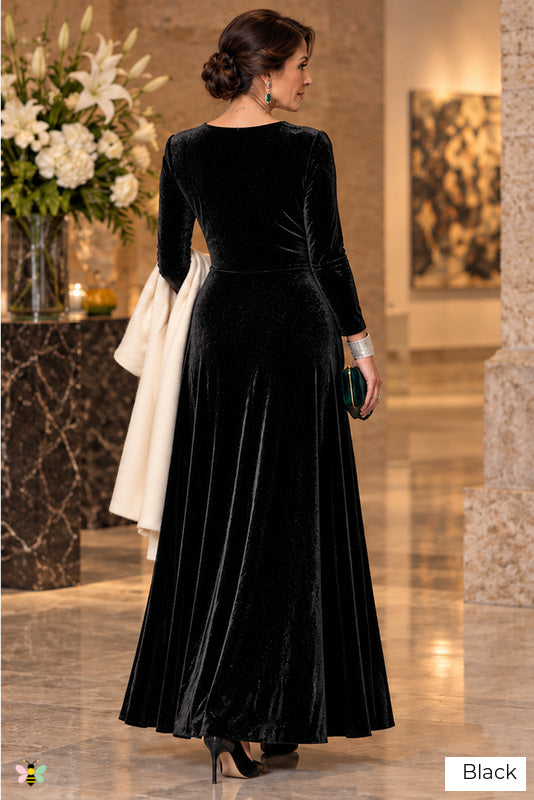 The Velvet Rendezvous Ring-Detail Gown | Black | back