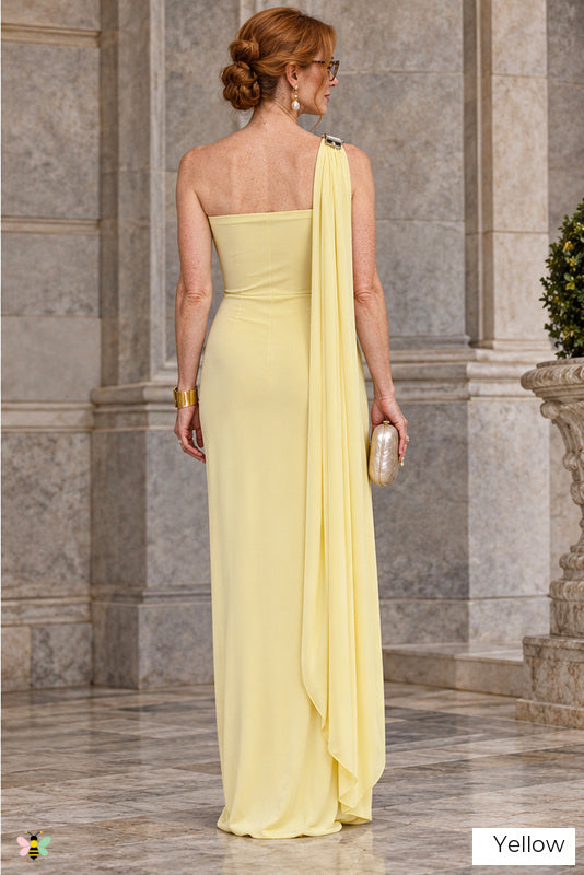 The Riviera Poise Draped Gown | Yellow | back