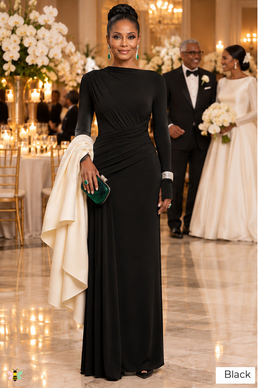 The Valentina Drape Gown | Black | front