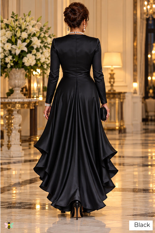 The Venetian Waltz Ruffled Wrap Dress | Black | back