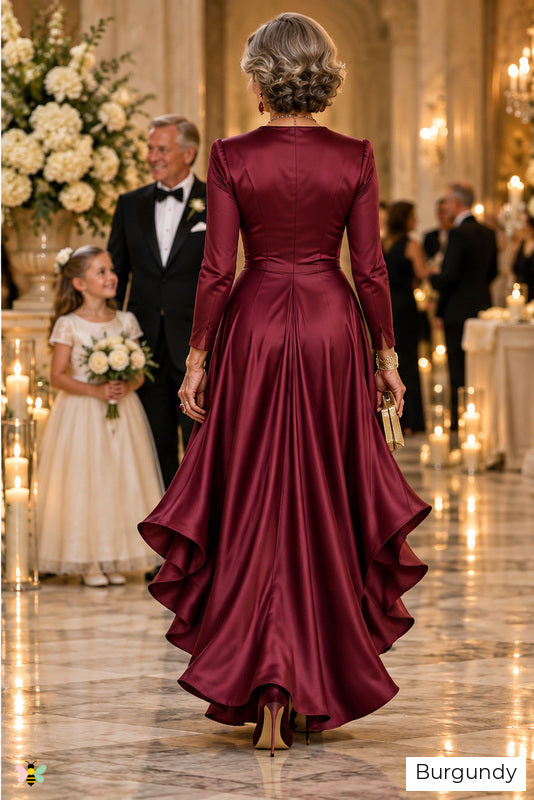 The Venetian Waltz Ruffled Wrap Dress | Burgundy | back