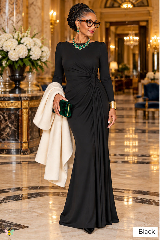 The Windsor Grace Knot-Front Gown | Black | front