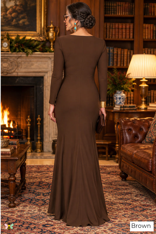 The Windsor Grace Knot-Front Gown | Brown | back