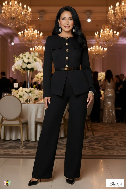 Work To Gala Ready Pant Set | Black | front