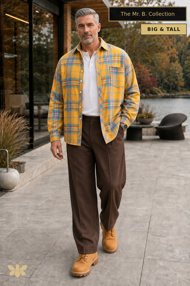 The Mr. B. Collection- Modern Plaid Shirt- Big And Tall