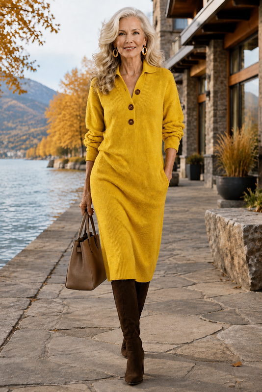 Ribbed Mid Weight Sweater Dress