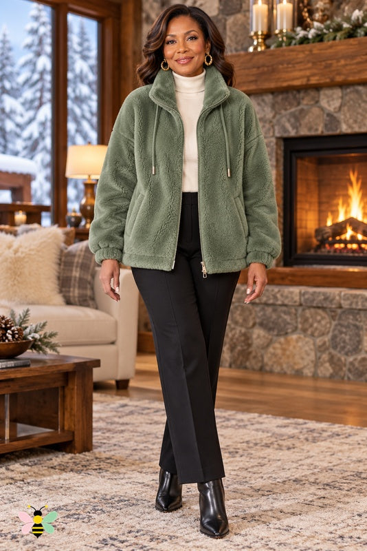 Chalet Glow Plush Zip Jacket | Green | front