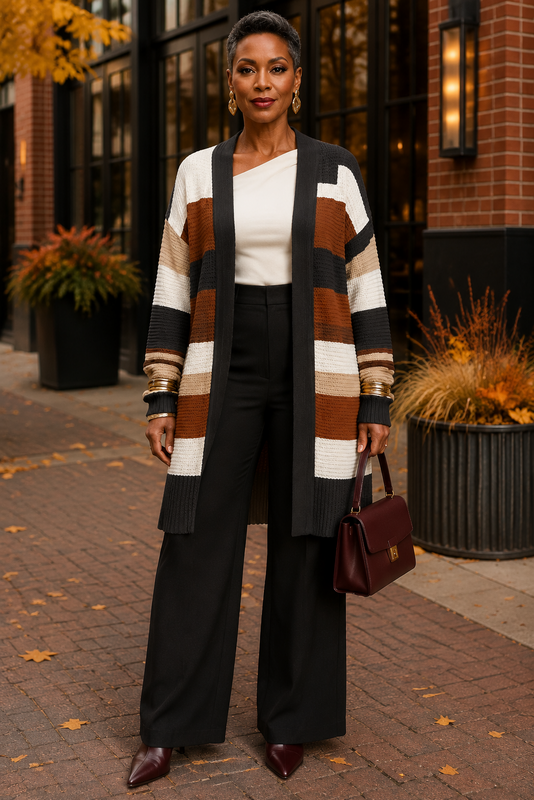 Long Striped Cardigan