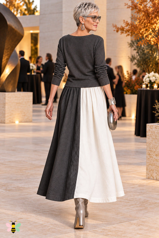 Monochrome Wrap Maxi Dress