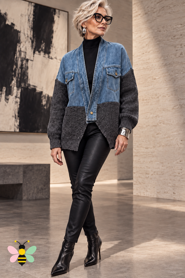 The Mercer Denim-Knit Cardigan - One Size