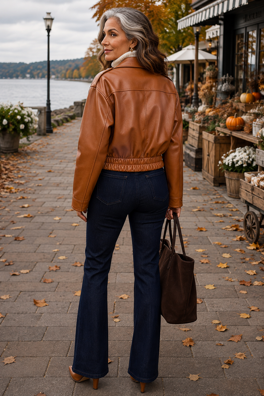 Modern Leather Crop Zip Jacket