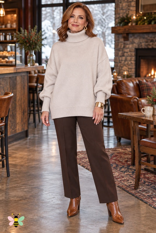 Color Story Relaxed Turtleneck | Apricot | front