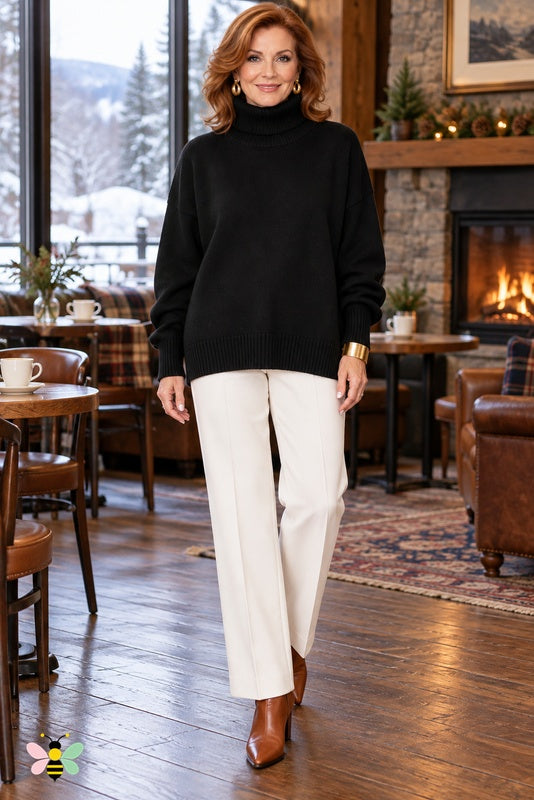 Color Story Relaxed Turtleneck | Black | front