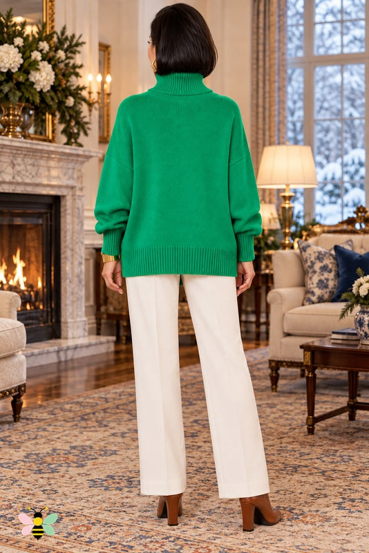 Color Story Relaxed Turtleneck | Green | back