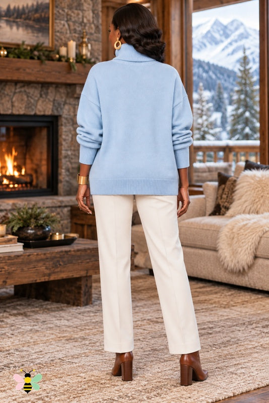 Color Story Relaxed Turtleneck | Light Blue | back