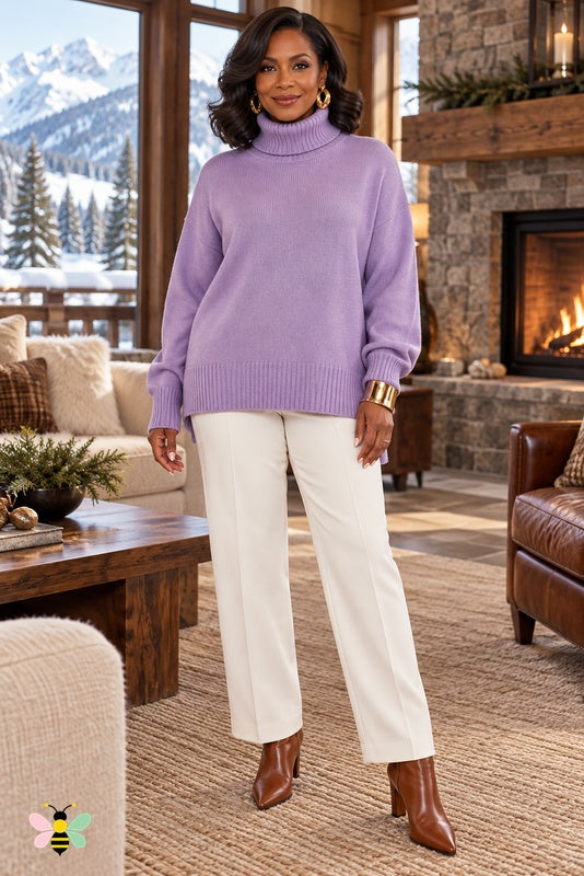 Color Story Relaxed Turtleneck | Purple | front