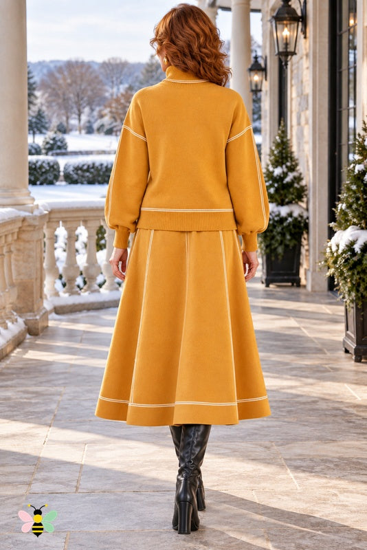 Contour Club Knit Skirt Set | Tangerine | back