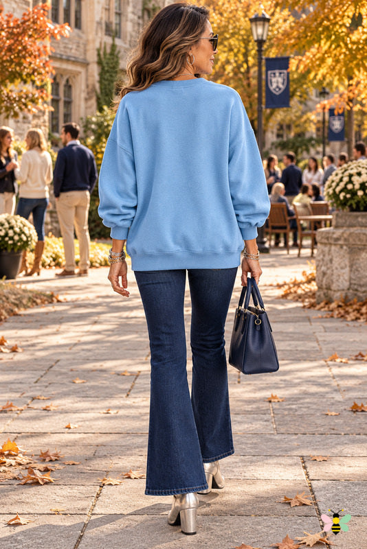 The Savina Denim-Panel Sweatshirt