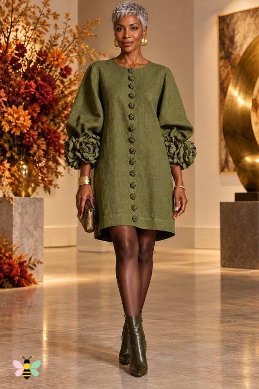 Gilded Gallery Rosette-Cuff Dress
