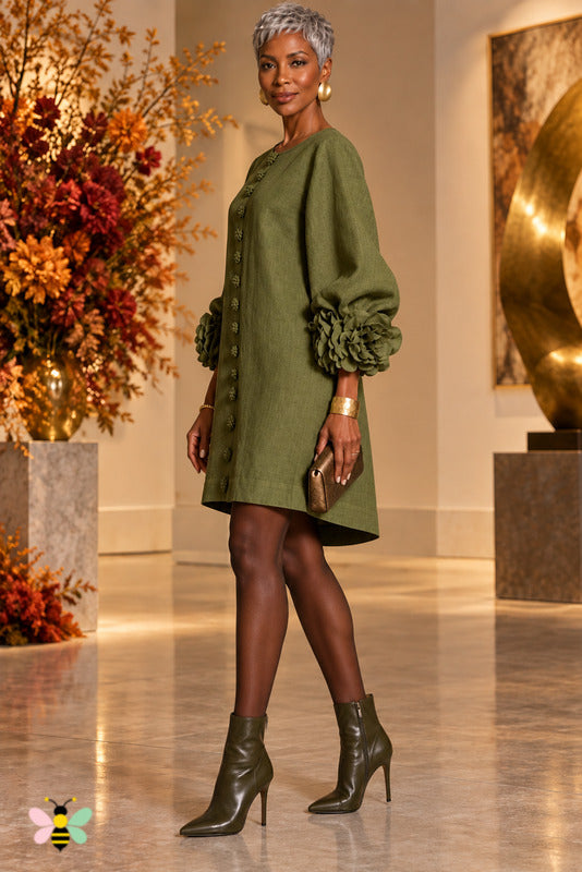 Gilded Gallery Rosette-Cuff Dress