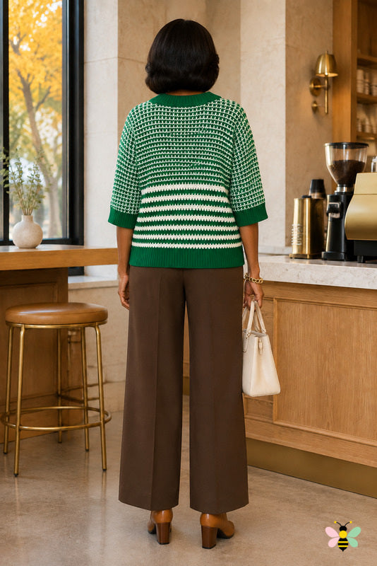 Gold Coast Textured Stripe Sweater