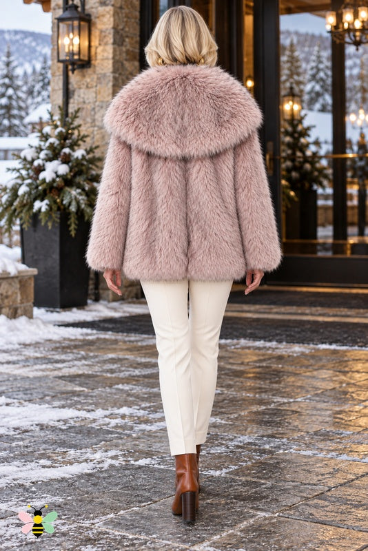 Grand Entrance Faux-Fur Jacket | Pink-Tip-dyed Fur With Oversized Collar | back