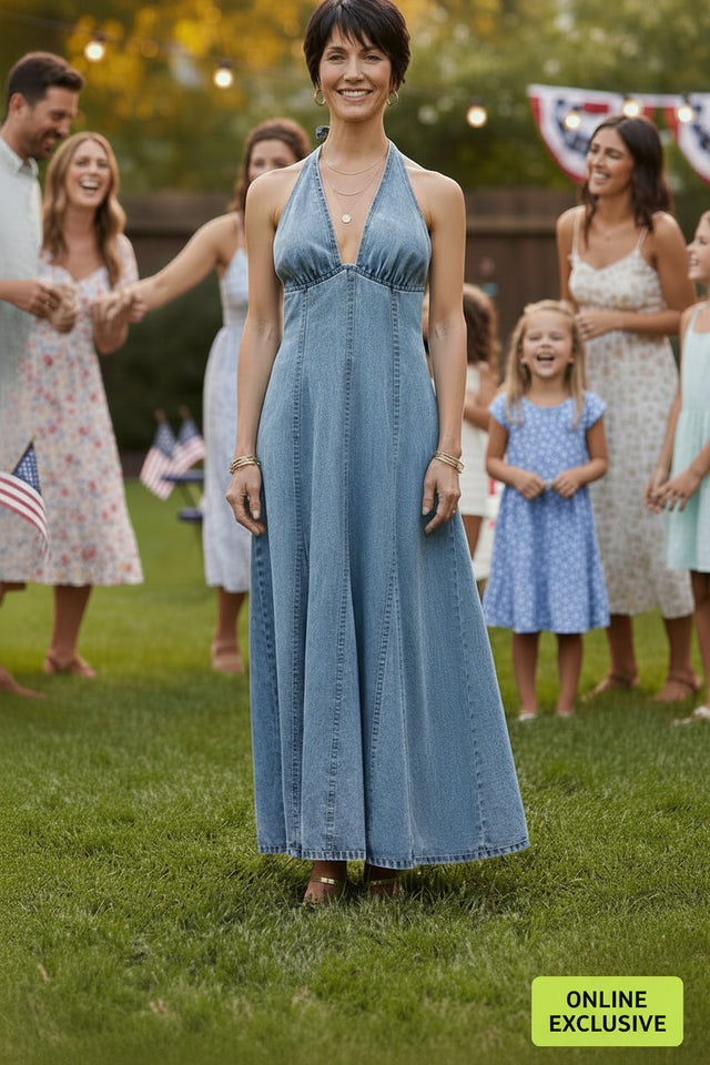 The Barbara L. Denim Long Dress