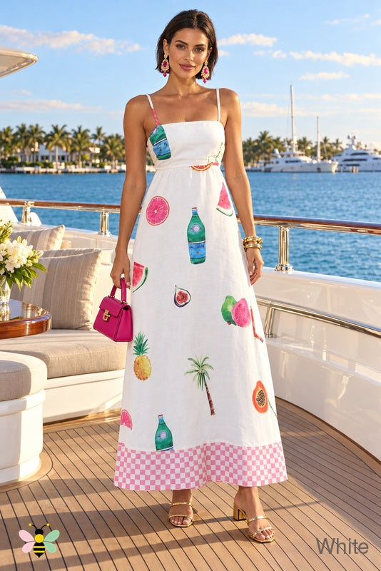 Island Spritz Maxi Dress | White | front