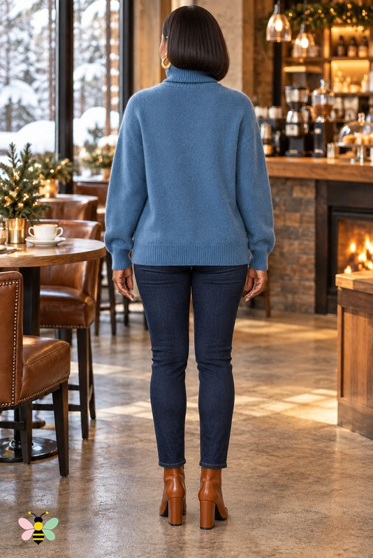 Lakeside Reverie Turtleneck | Blue | back