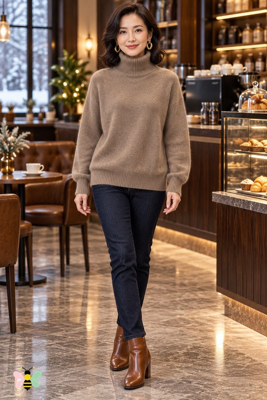 Lakeside Reverie Turtleneck | Coffee | front