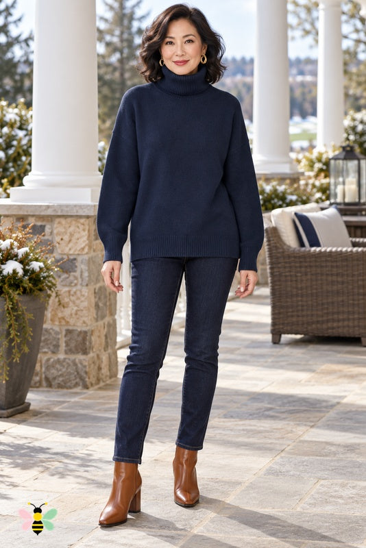 Lakeside Reverie Turtleneck | Navy | front