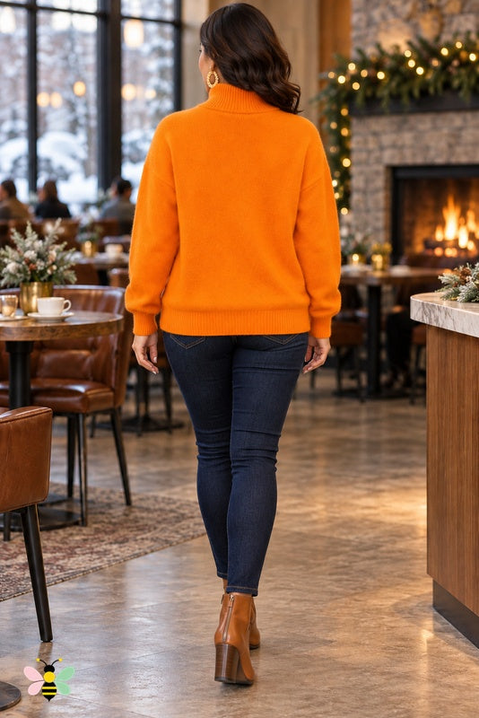 Lakeside Reverie Turtleneck | Orange | back