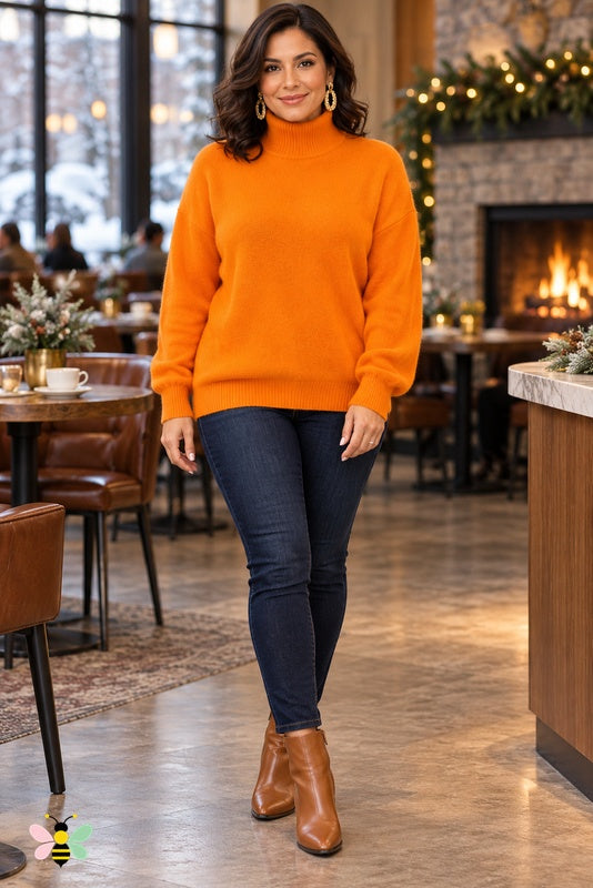 Lakeside Reverie Turtleneck | Orange | front