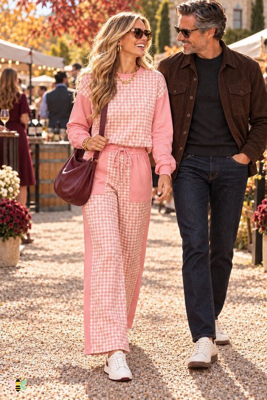Marais Gingham Wide-Leg Set