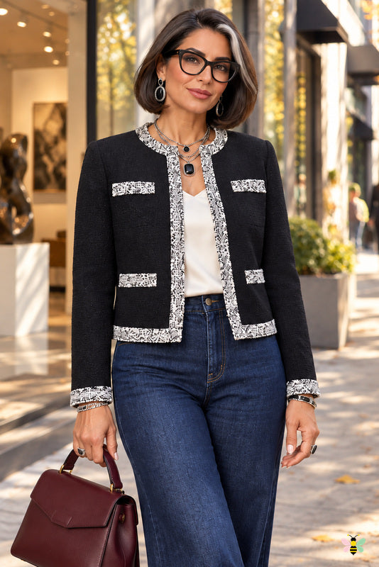 Marcella Tweed-Trim Jacket