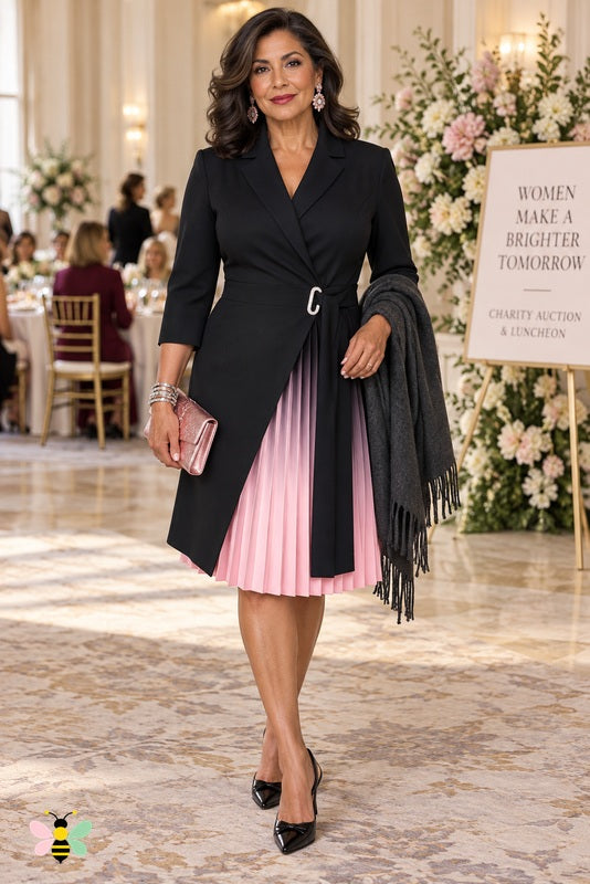 The Marcelline Pleated Blazer Dress- 4 Colorways
