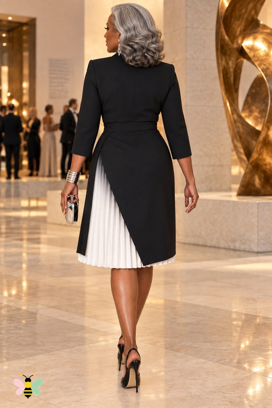 The Marcelline Pleated Blazer Dress- 4 Colorways