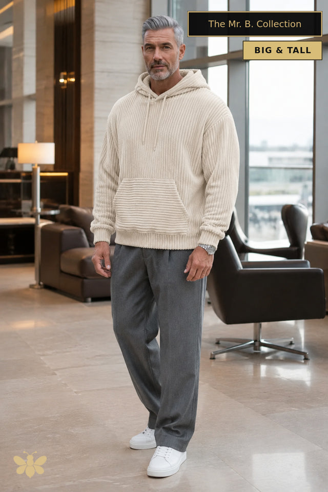 The Mr. B. Collection- Big and Tall Cotton Corduroy Hoodie- 8 Colors