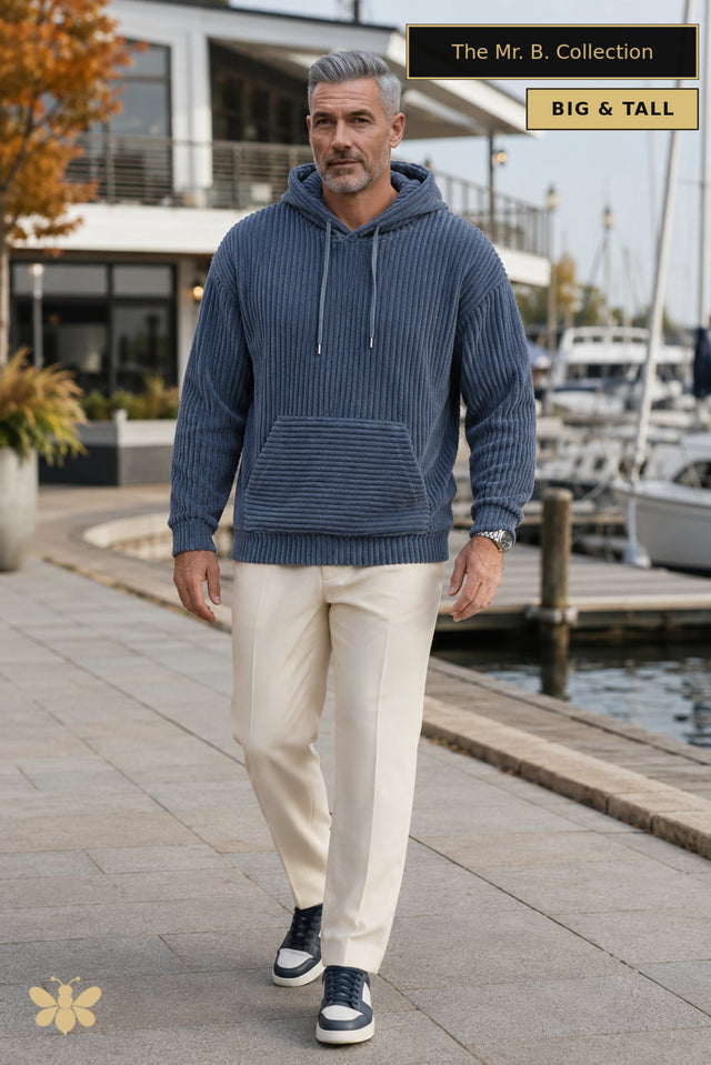 The Mr. B. Collection- Big and Tall Cotton Corduroy Hoodie- 8 Colors