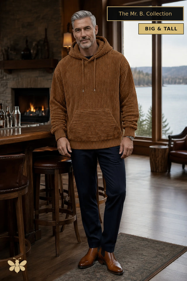 The Mr. B. Collection- Big and Tall Cotton Corduroy Hoodie- 8 Colors