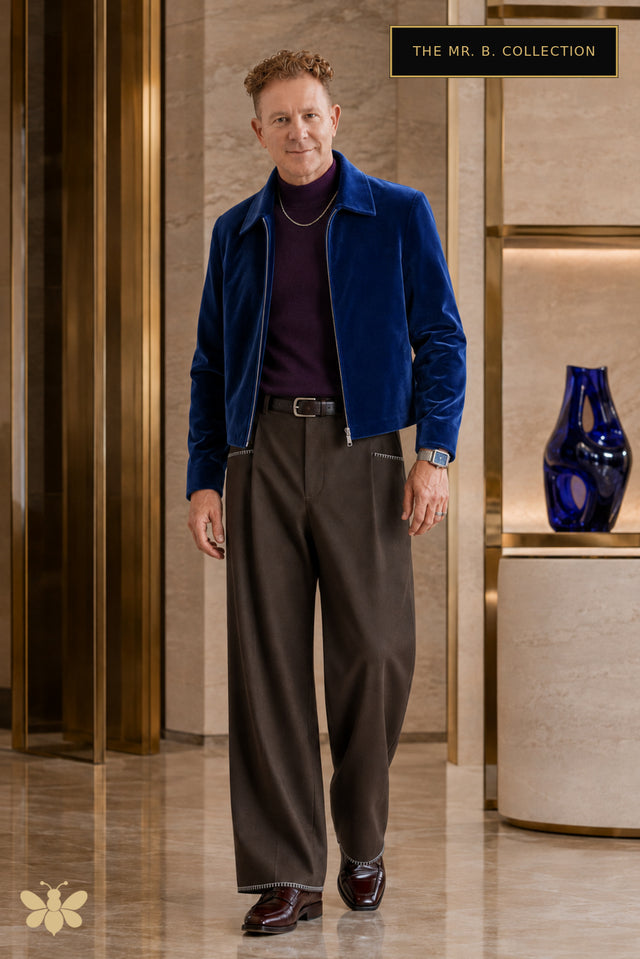The Mr. B. Collection - Wide Leg Cross Hatched Pant