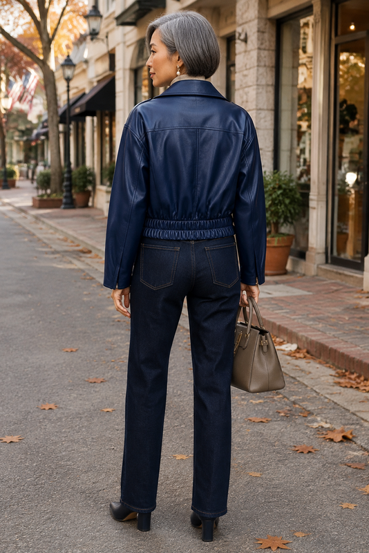 Modern Leather Crop Zip Jacket