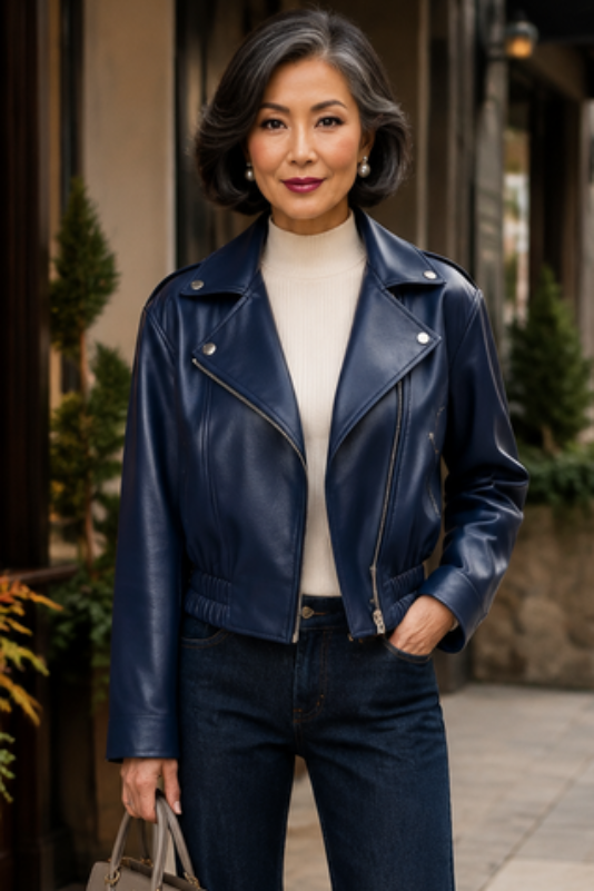 Modern Leather Crop Zip Jacket