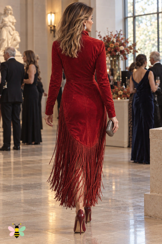 The Novarra Velvet Fringe Dress