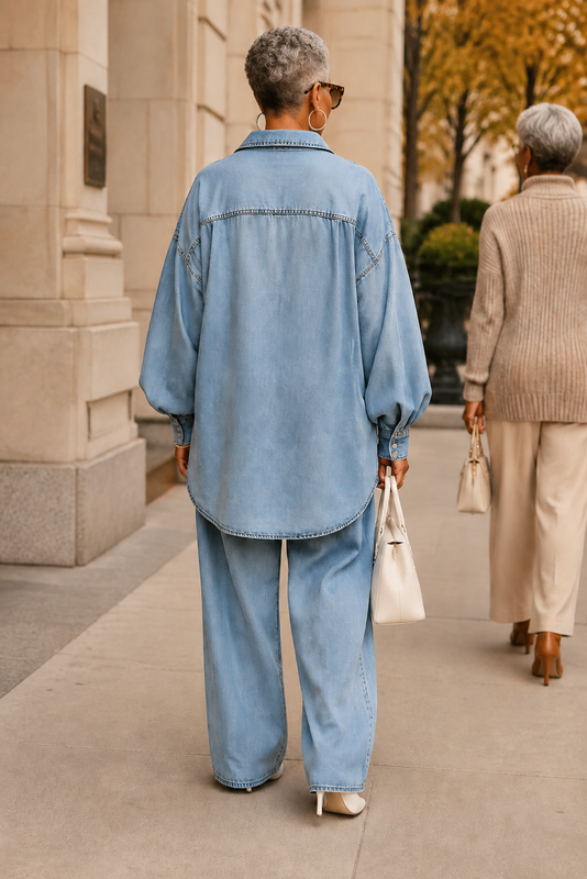 Mid-Weight Denim Wide Leg Set