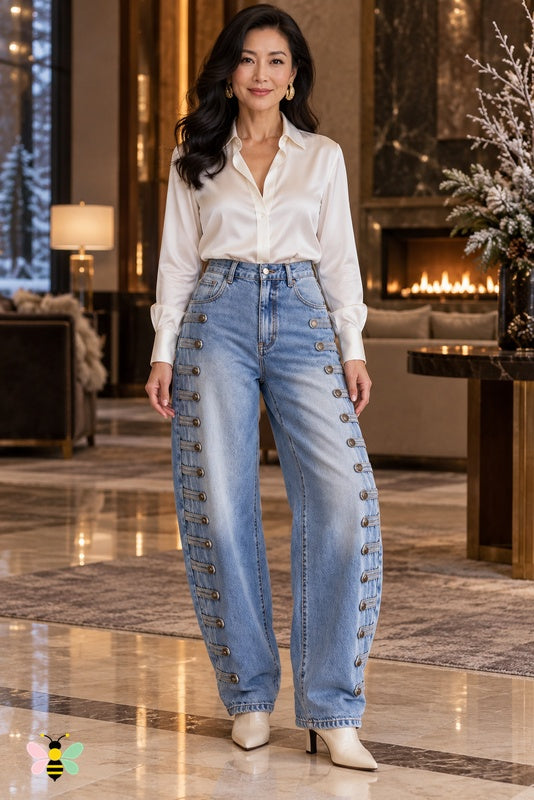 Parade Line Button Jeans | Blue | front