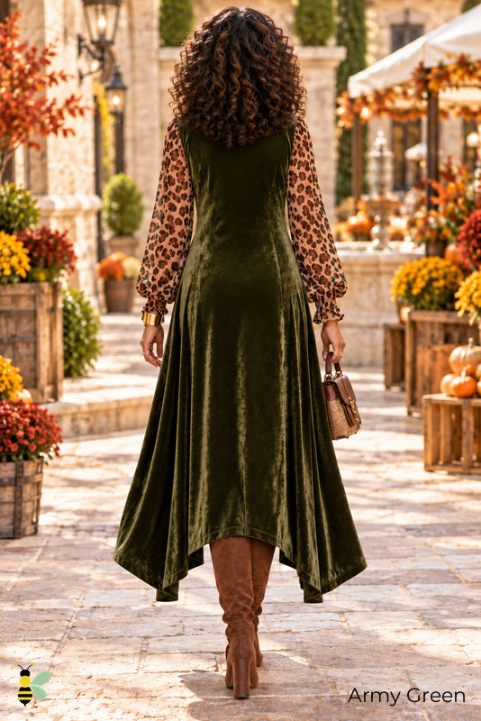 Wild Hour Velvet Maxi Dress | Army Green | back