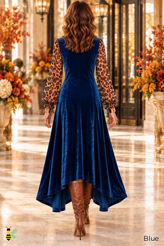 Wild Hour Velvet Maxi Dress | Blue | back