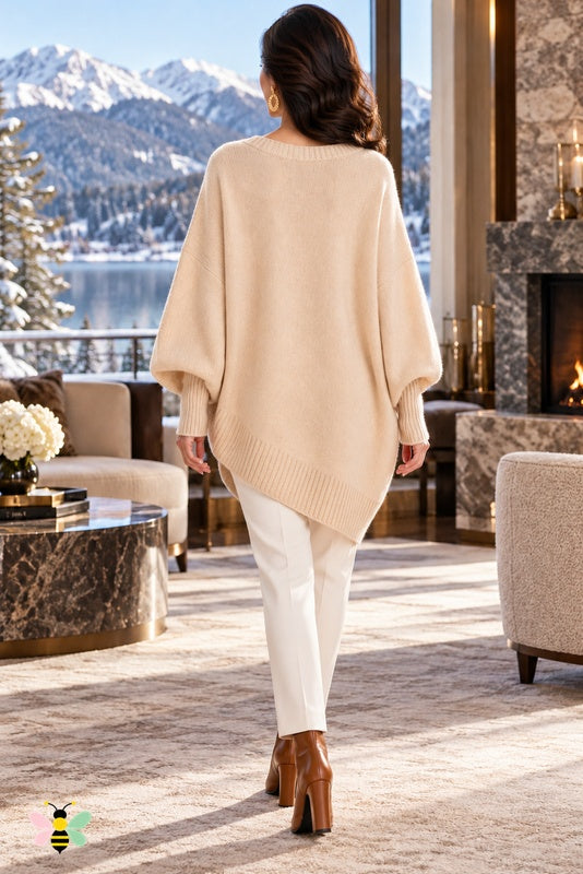 Sculpted Ease Wool Sweater | Apricot | back